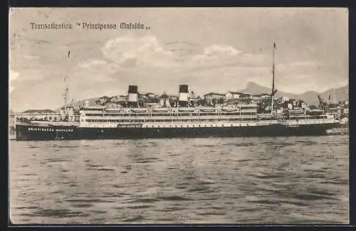 AK Passagierschiff Principessa Mafalda vor der Küste, Transatlantico