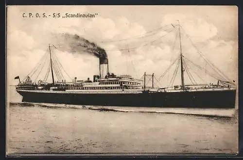 AK Passagierschiff SS. Scandianvian unter Dampf