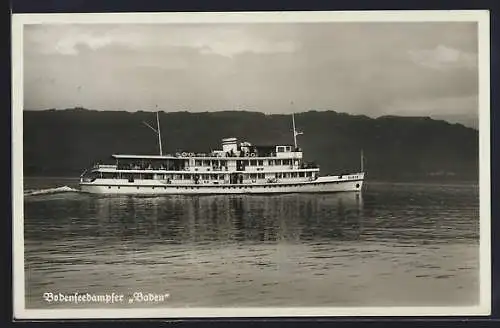 AK Dampfer Baden auf dem Bodensee