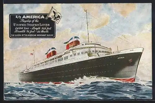 Künstler-AK Passagierschiff SS America Flagship of the United States Lines