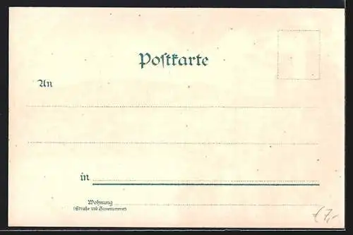 Lithographie Fahrgäste grüssen von einem Rheindampfer