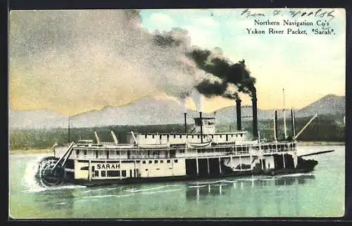 AK Steamer Sarah on Yukon River, Northern Naviagation Co.