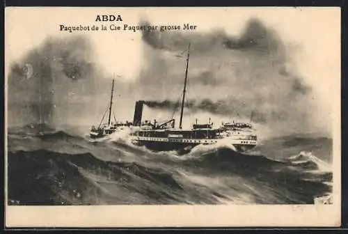 AK Passagierschiff Abda auf stürmischer See, Compagnie Paquet par grosse Mer