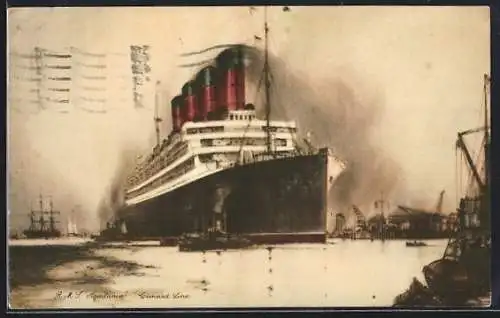 AK Passagierschiff R.M.S. Aquitania im Hafen