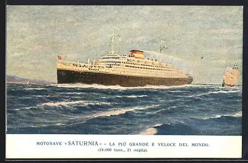 Künstler-AK Italienisches Passagierschiff Saturnia auf hoher See, Cosulich Liner