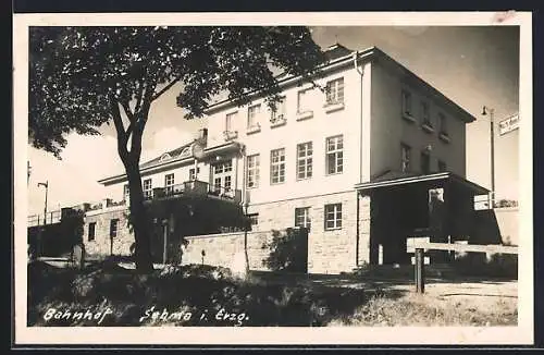 AK Sehma i. Erzgeb., Blick auf den Bahnhof