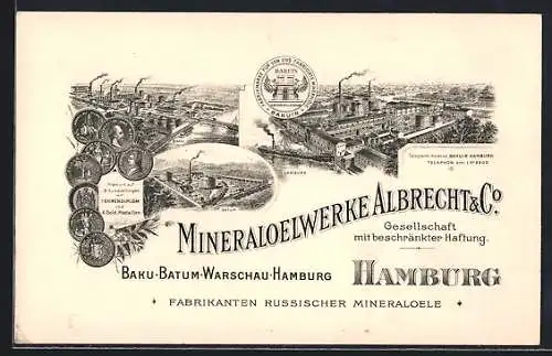 AK Hamburg, Mineralölwerke Albrecht & Co., Ansichten aus Batumi und Hamburg