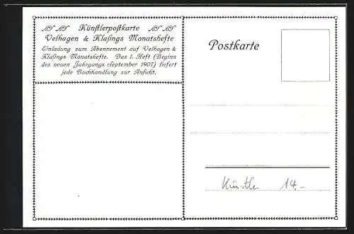 Künstler-AK Velhagen & Klasings Monatsheften, Abenstimmung von P. W. Keller-Reutlingen