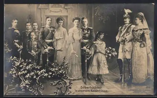 AK Silberhochzeit im Kaiserhause, Kaiser Wilhelm II. von Preussen und Gemahlin