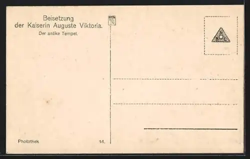 AK Potsdam, Beisetzung der Kaiserin Auguste Victoria - Der antike Tempel