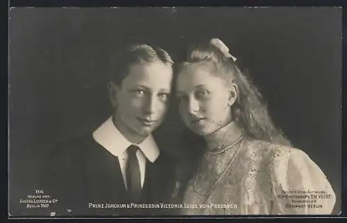 AK Portrait Prinz Joachim und Prinzessin Victoria Luise von Preussen als Jugendliche