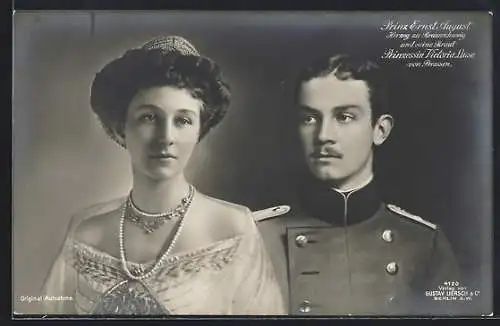 AK Herzog Ernst August von Braunschweig mit seiner Braut Prinzessin Viktoria Luise von Preussen