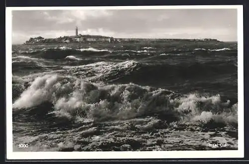 AK Insel Oie, Teilansicht mit Leuchtturm