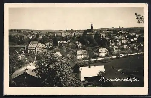 AK Dippoldiswalde /Sa., Teilansicht mit Strassenpartie