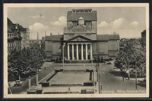 AK Duisburg, Stadttheater u. König-Heinrich-Platz