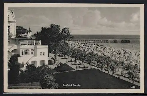 AK Bansin, Strandpartie mit Promenade