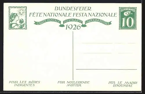 AK Schweizer Bundesfeier 1926, Junge ruft nach seinen Freunden