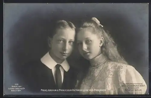 AK Portrait Prinz Joachim und Prinzessin Victoria Luise von Preussen als Jugendliche