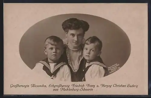 AK Grossherzogin Alexandra, Erbgrossherzog Friedrich Franz u. Herzog Christian Ludwig von Mecklenburg-Schwerin