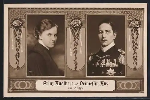 AK Prinz Adalbert von Preussen und Prinzessin Ady, Portraits