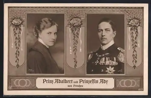 AK Prinz Adalbert von Preussen und Prinzessin Ady, Portraits