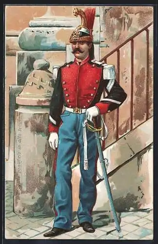 AK Vatikanstadt, Wächter in Uniform mit Helm und Schwert