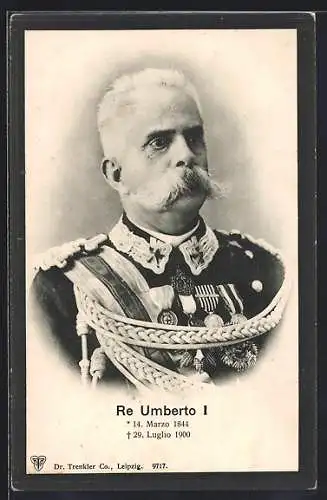 AK König Humbert I. von Italien in Uniform mit Abzeichen