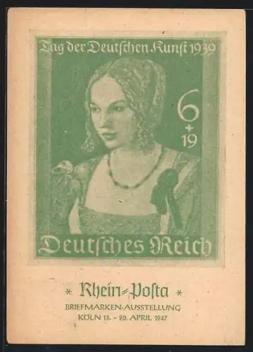 AK Köln, Rhein-Posta, Briefmarken-Ausstellung 1947