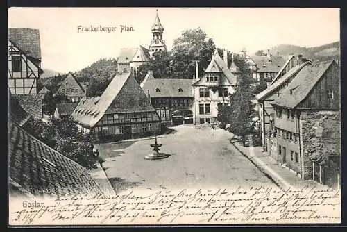 AK Goslar, Strasse Frankenberger Plan mit Brunnen