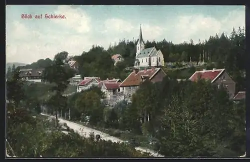 AK Schierke, Ortsansicht aus der Vogelschau