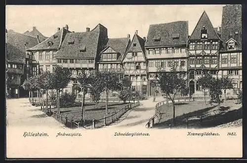 AK Hildesheim, Schneidergildehaus und Kramergildehaus am Andreasplatz