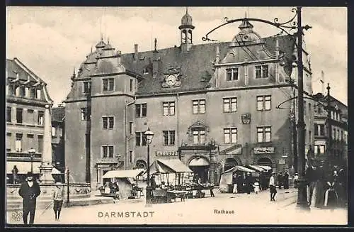 AK Darmstadt, Marktstände vor dem Rathaus