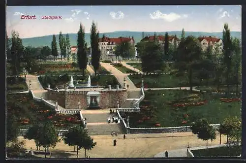 AK Erfurt, Blick auf Stadtpark