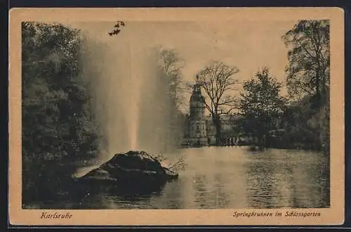 AK Karlsruhe, Springbrunnen im Schlossgarten