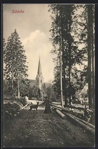 AK Schierke, Ortspartie mit Kirche