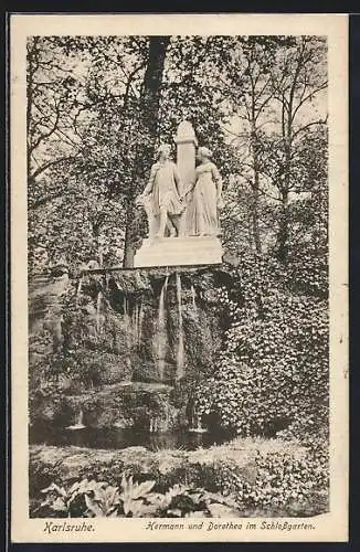 AK Karlsruhe, Hermann und Dorothea im Schlossgarten