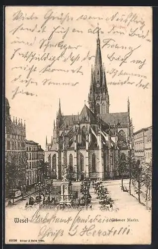 AK Wesel / Rhein, Grosser Markt mit Kirche