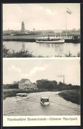 AK Hannover, Motorbootfahrten Bismarcksäule - Döhrener Maschpark