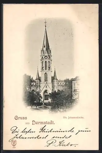 AK Darmstadt, Johanneskirche, Aussenansicht