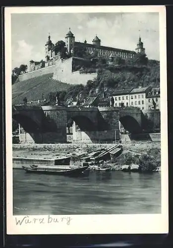 AK Würzburg, Alte Mainbrücke und Festung Marienberg