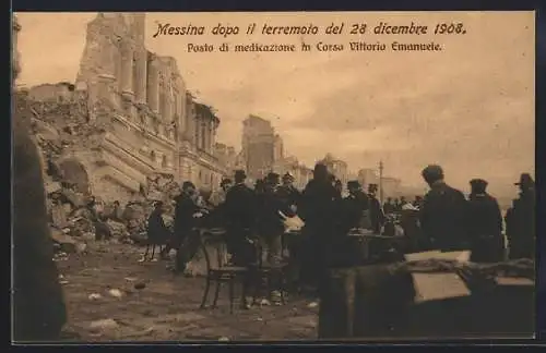 AK Messina, dopo il terremoto del 1908, Posto di medicazione in Corso Vitt. Emanuele, Erdbeben