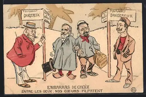 AK Frankreich, Embarras de Chaux, Entre les Deux, Nos coers pilpatent, Fallieres