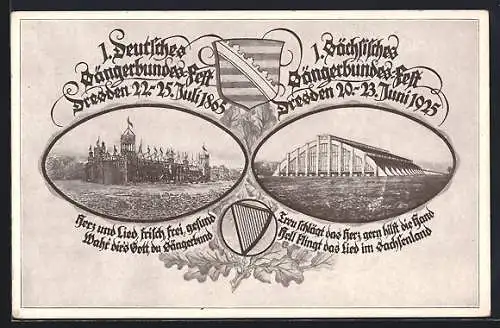 AK Dresden, Sängerfest 1925, Festhalle von 1865 und 1925