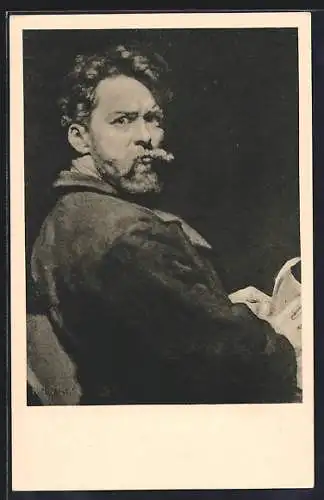 Künstler-AK Ferdinand Hodler: Bern, Der Zornige (Selbstbildnis 1881) im Kunstmuseum