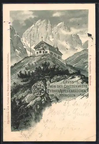 Künstler-AK Gruttenhütte des Turner Alpenkränzchen München um 1900