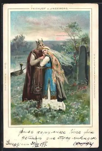 AK Szene aus Frithjof & Ingeborg, innige Umarmung