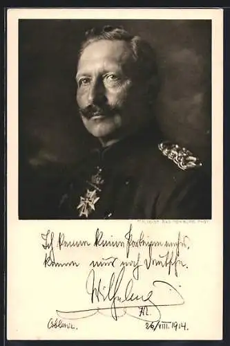 AK Kaiser Wilhelm II. mit Orden und Uniform, Portrait