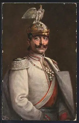 AK Kaiser Wilhelm II. in Uniform mit Helm