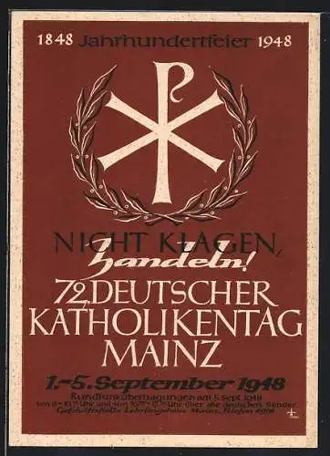 AK Mainz, 72. Deutscher Katholikentag 1848-1948