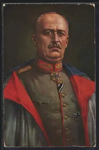 Künstler-AK Portrait von Erich Ludendorff in Uniform mit Eisernem Kreuz